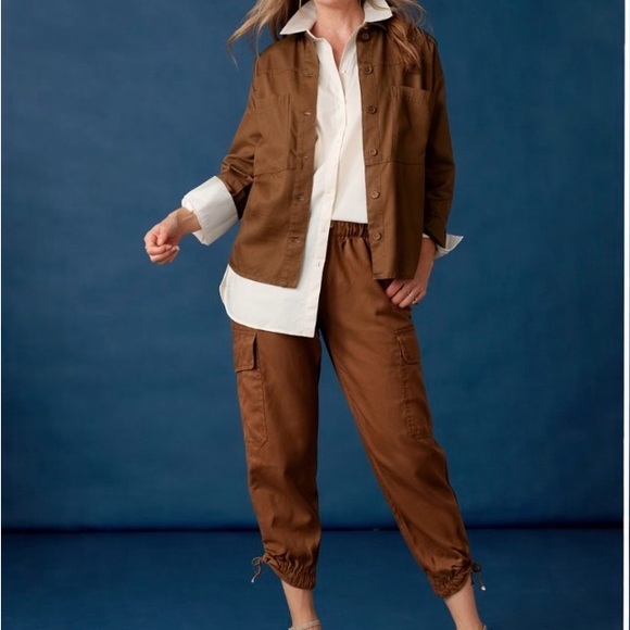 Martha by Martha Stewart Pants - MARTHA by Martha Stewart Relaxed Utility Cargo Pants Turtle Sz L 100% Tencel NEW